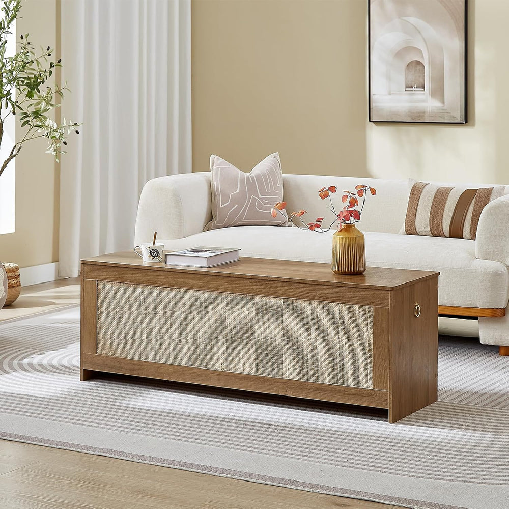 51.2" Storage Chest Extra Large,Storage Bench with 2 Safety Hinges,Woode...