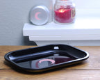 Small Metal Jewelry Tray with Lid - Lightweight Makeup Tray - Curved Edges & Smooth Surface - 5.5 x 7” Decorative Tray for Bathroom, Home Décor, Perfume, Candle, Keys Tray