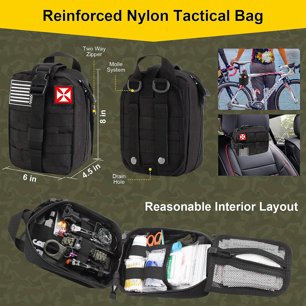 Survival First Aid Kit, 248PCS Survival Tools Camping Essentials Tactical Gea...