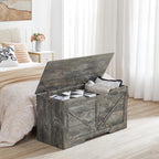 HOOBRO Storage Bench, 39.4” Retro Wooden Storage Chest with U-Shaped Cut-Out Pull, Safety Hinge, Supports 220 lb and Easy Assembly for Toy Box Organizer (Vintage Gray) VP771CW01