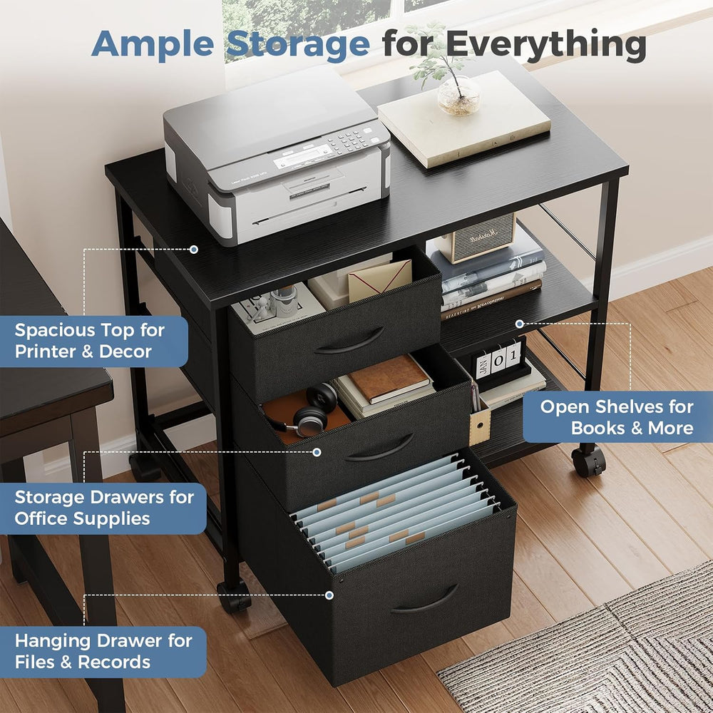 DUMOS 3 Drawer Mobile File Cabinet, Space Saving Rolling Printer Stand | Free...
