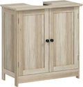 HOMCOM Under Sink Bathroom Cabinet, Pedestal Sink Storage Cabinet with 2 Doors, Shelf and U-Shape, Weathered Gray Oak