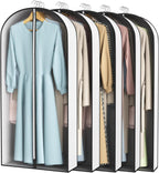 50” Garment Bags for Hanging Clothes 4” Gusseted - with Clear Window, Breathable Fabric, Metal Zipper, Suit Coat Long Dress Protector for Clothes Closet storage, Season Off, Moving, 5 Pack