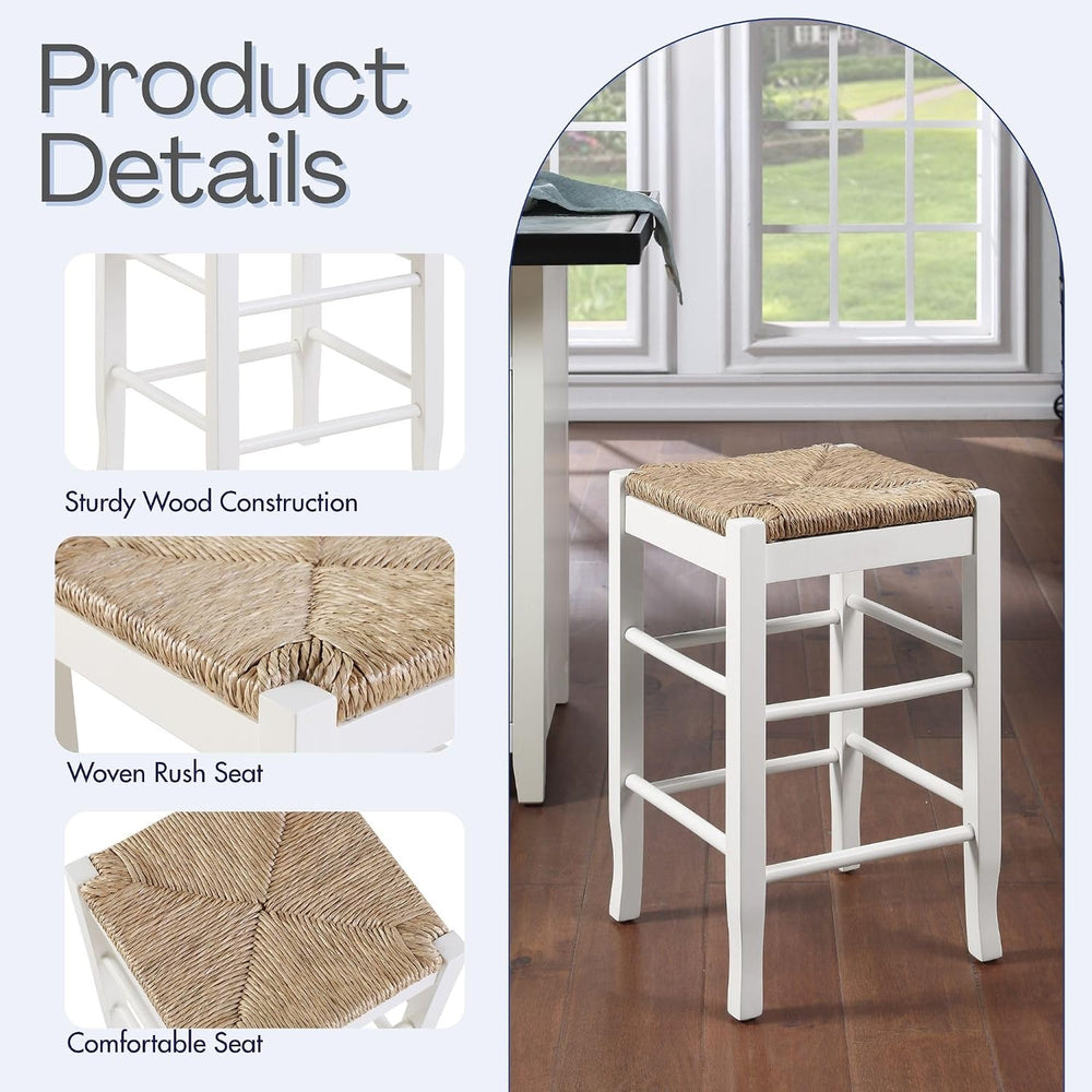 Boraam Square Rush Backless Counter Height Kitchen Stool - Cream
