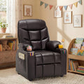 Donut Larger Kids Reclining Chair PU Leather Recliner Sofa Push Back Lounge Children Toddler Boys Girls Ages 3-12 with Dual Cup Holders and 4 Pockets