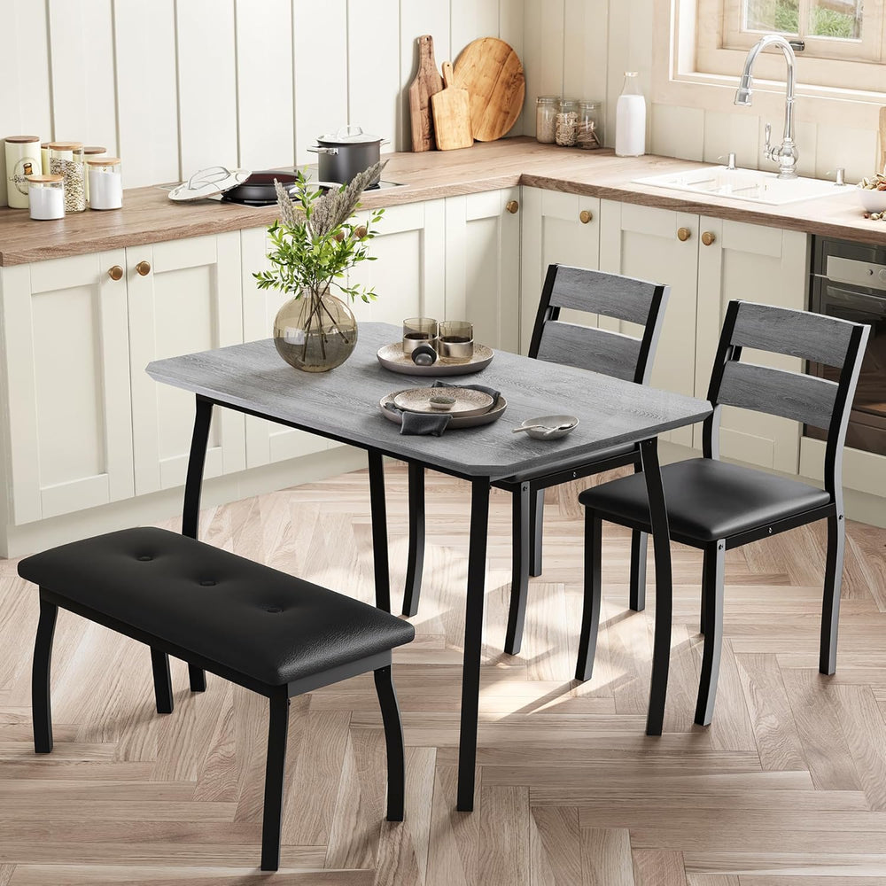 IDEALHOUSE 43'' Dining Table Set for 4, Wooden Kitchen Table with Uph...