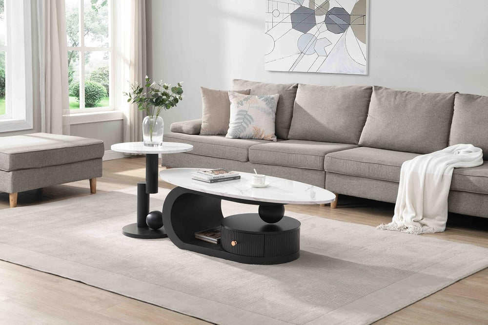 KEVINSPACE Coffee Table, Mid Century Modern Coffee Table for Living Room Rust...