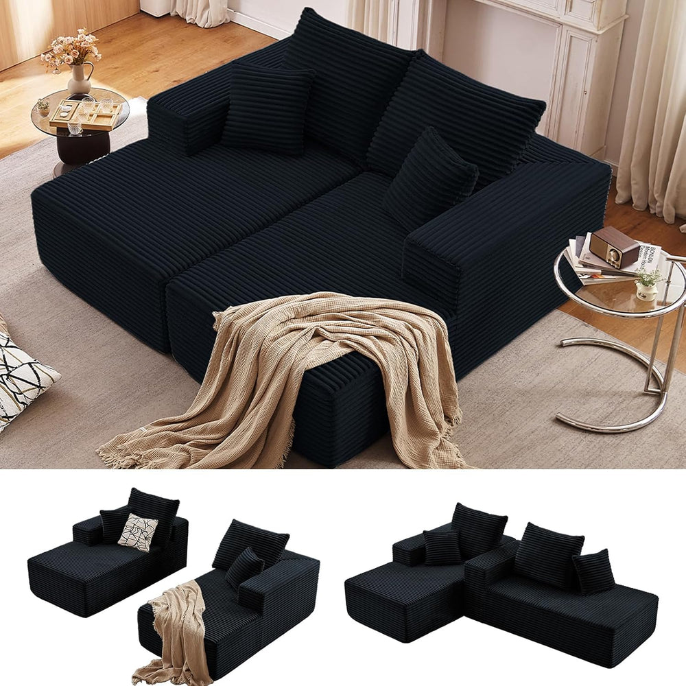 75"Oversized Chaise Lounge Chair,Sectional Double Lounge Chaise with Pil...