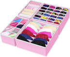 Simple Houseware 4-Pack Drawer Organizer Set - Closet Dividers for Underwear, Socks, Bras, Scarves, Ties - Foldable Non-Woven Storage Boxes, Pink