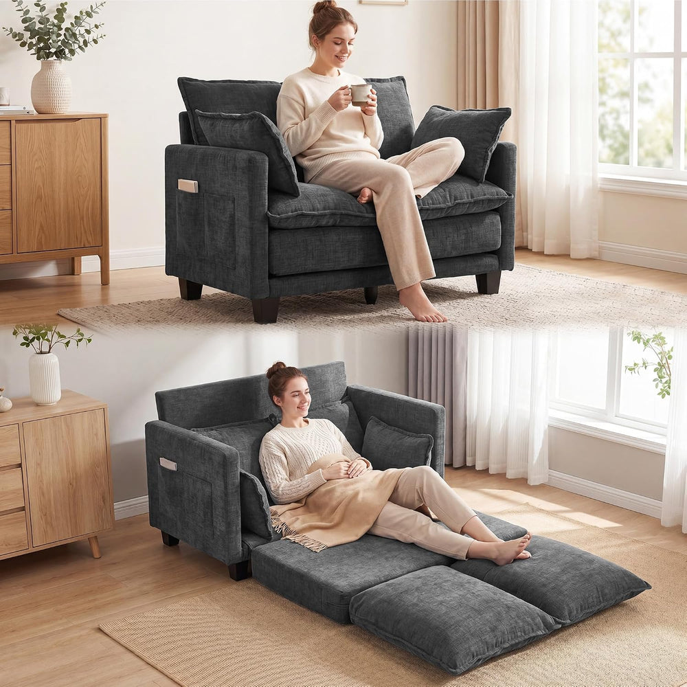 49" Loveseat Sofa Bed, 2 in 1 Convertible Small Sofa Pull Out Couch Bed ...