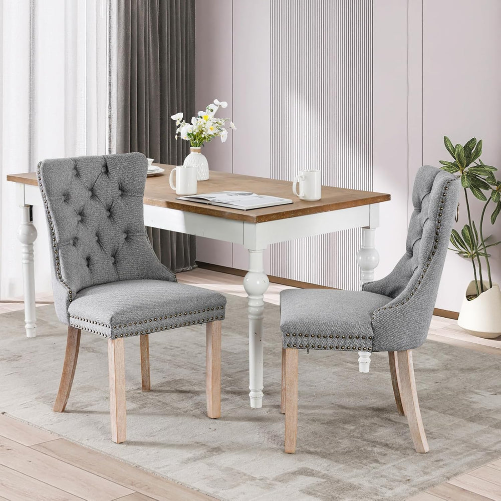 Dining Table and Dining Chair Set 23.6" White Round Table&2 Linen Fa...
