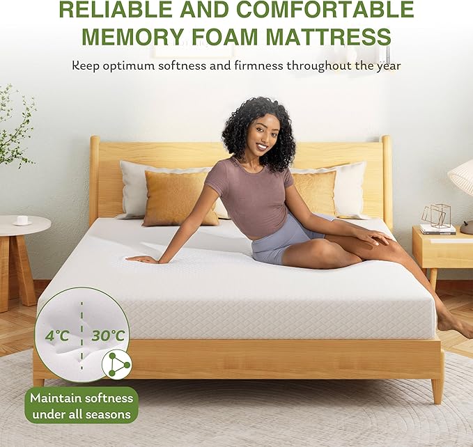 5 Inch Full Size Mattress for Kids, Memory Foam Mattress with Cooling Green Tea Gel, Relieve Pressure with Medium Firm Support, CertiPUR-US Certified, 75''L x 54''W, White