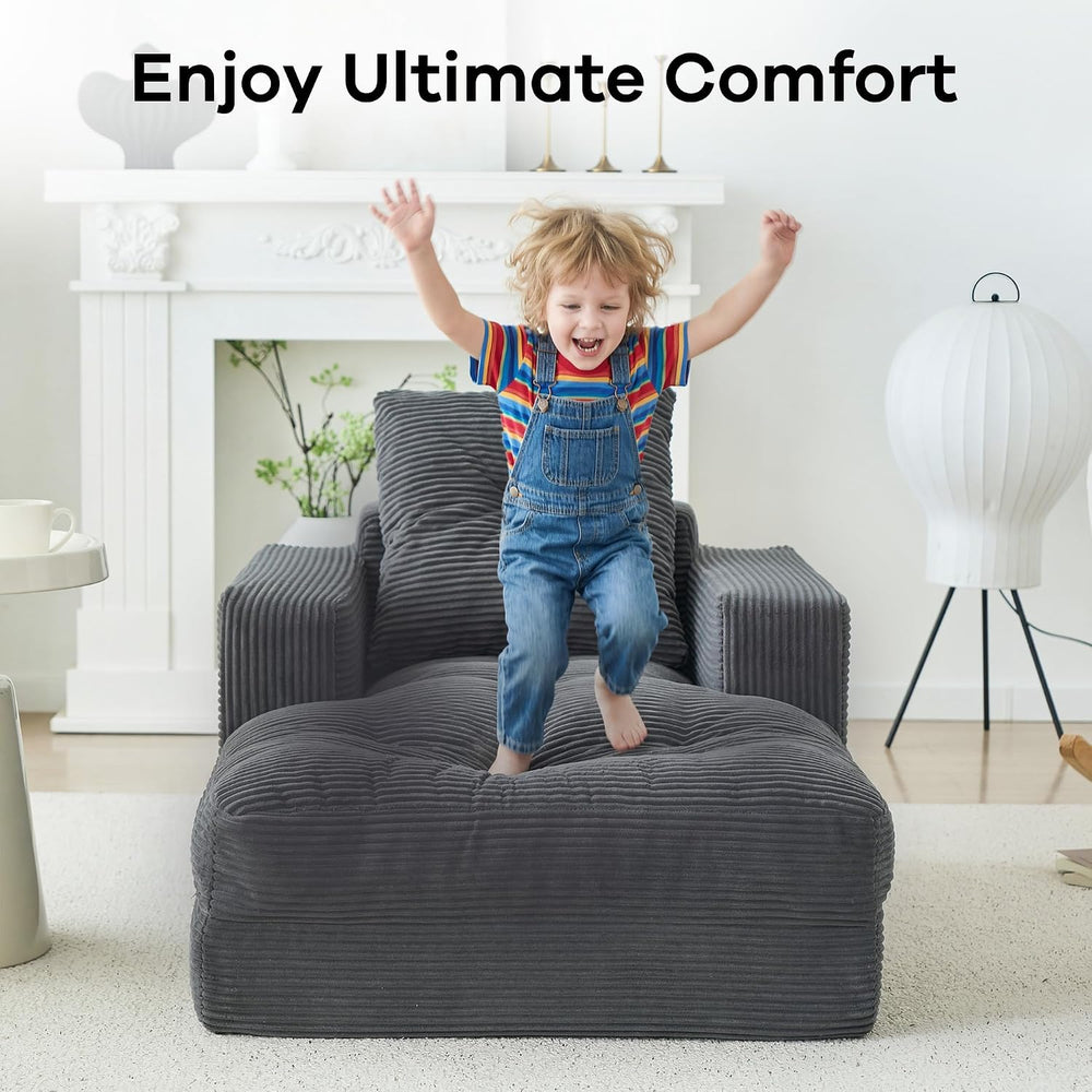 45" Chaise Lounge Chair Indoor, Corduroy Upholstered Sofa Bed, Deep Seat...