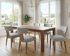 Linen Dining Chairs Set of 4, Modern Dining Chair with Wood Legs, Upholstered Dining Chairs for Dining Room, Kitchen, Vanity, Living Room, Grey