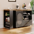 HSH Rolling Kitchen Island with Seating & Storage with Wheels, Rustic Brown | 72” Large kitchen island, 360° swivel & extendable table, movable island Cart with cabinet, drawer and shelves for Kitchen