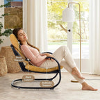 Peace nest Comfy Accent Chair Modern Living Room Bedroom Armchair with Mental Frame Comfortable Shredded Foam Cushion for Balcony Lounge Reading Meeting Room Yellow
