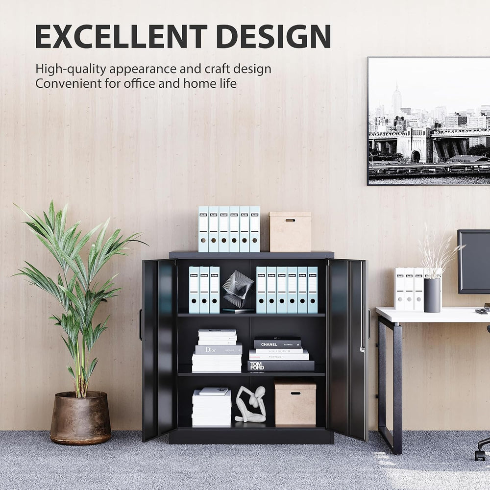 SISESOL Metal Storage Cabinet Locked Steel Cabinet with 2 Adjustable Shelves,...