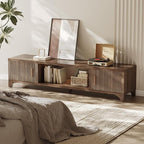 Mid Century Modern TV Stands for 65/70/75 Inch TV, Boho Media Console for Living Room, Fluted TV Entertainment Center with Storage, Wood Television Cabinet for Bedroom