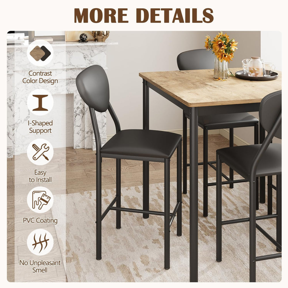 EROMMY Dining Table Set for 4, Modern Kitchen Table and Chairs with PU Leathe...