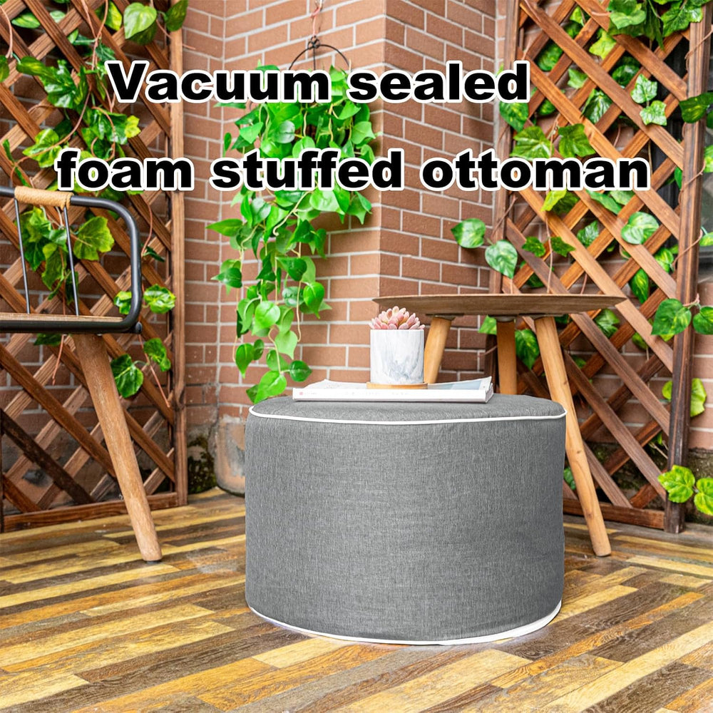 Outdoor Ottoman for Patio, Gray, Outdoor Pouf Footstool,20x12In | All-One Foa...
