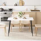 Garden 4 you Wood Dining Table for 4-6 People, Modern Rectangular Indoor Dinner Table, 47" Metal Frame Kitchen Table with Legs for Kitchen, Dining Room, Living Room, White