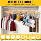 Bra Hangers for Closet Organizer with 16 Metal Hooks Belt Hanger for Closets Space Saving Multi Hook Hanger Non-Slip Tank Top Hanger 360°Rotating Display Belt Organizer for Tie, Hat, Bra Wooden 3 Pack