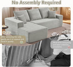 107" Cloud Sectional Couch with L-Shape Chaise, Modern Modular Comfy Sofa with Deep Seat, Upholstered Corduroy Couches Sleeper Chaise Longue for Living Room Bedroom, No Assembly Required, Grey