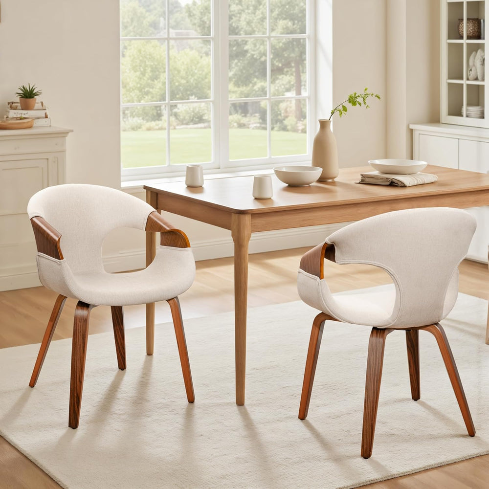 Zouron Dining Chairs Set of 2, Modern Fabric Desk Chairs with Wooden Legs, Ac...