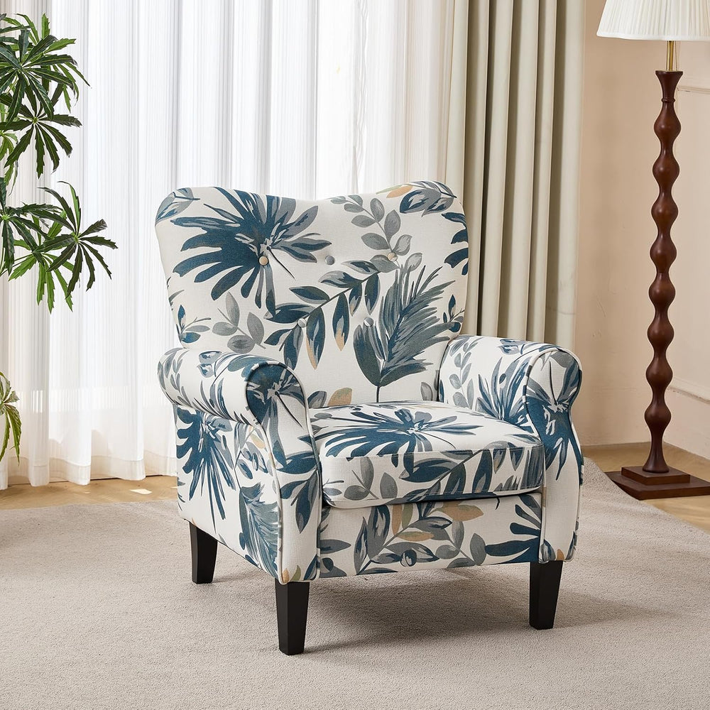 YOLENY Modern Accent Chair,High Back Armchair,Upholstered Fabric Button Singl...