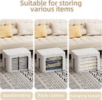 FHSQX 8 Pack Clothes Storage Bins - Foldable Storage Bins for Clothes Fabric Storage Box with Metal Frame (Cream White, 16.5x12.2x12.2 inch)