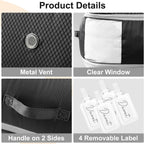Comforter Storage Bag - Large Capacity Blanket Storage Bags 3-Layer Ultra Space Saving Self Compression Organizer, Washable Compression Bags for Storage Comforter Blanket, 4-Pack, Black