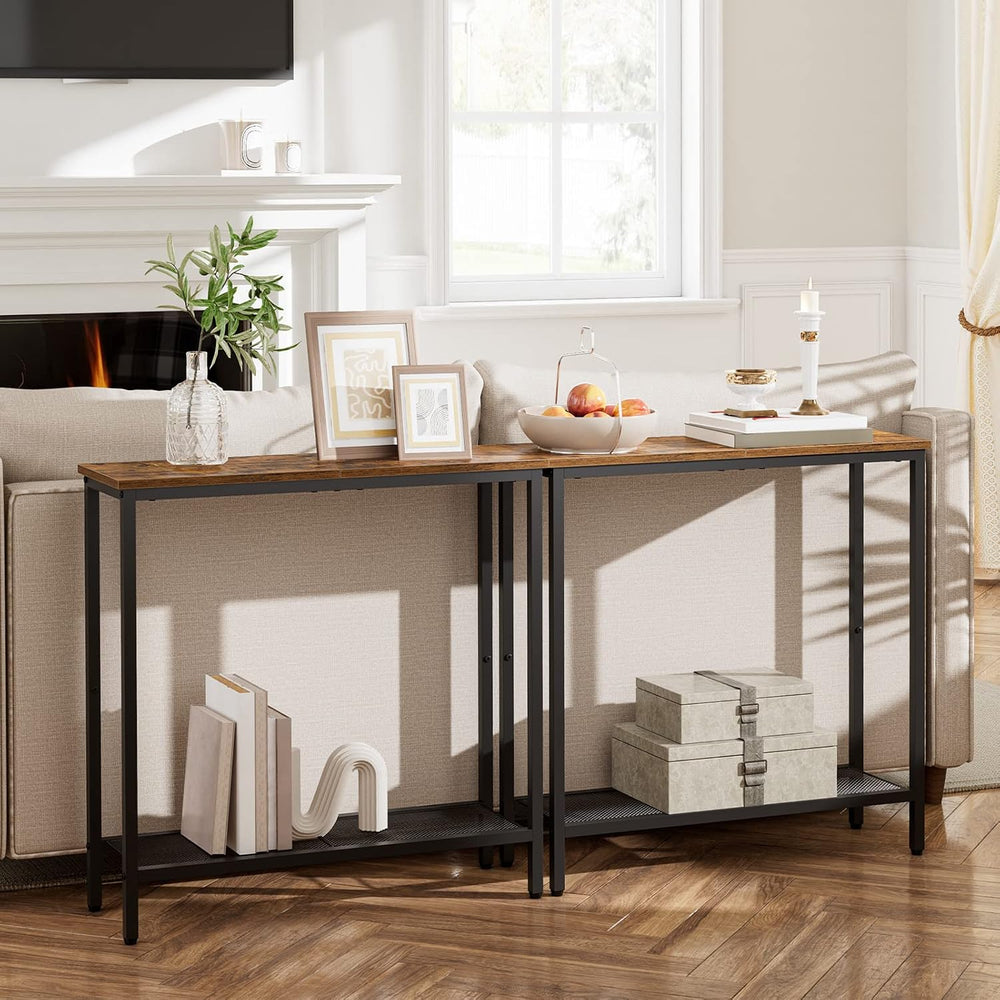 HOOBRO 29.5" Narrow Console Table, Set of 2, Small Entryway Table with S...