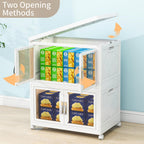 Large Clear Stackable Storage Bins with Lids, Foldable Storage Cabinet for Closet Organizers and Storage, Plastic Storage Box with Wheels 180 QT
