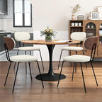 LSSPAID Dining Chairs Set of 4, Linen Fabric Upholstered Dining Room Chairs with Walnut Bentwood Back, Mid-Century Modern Kitchen Chairs with Adjustable Feet Pads, Beige