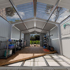 Metal Shed 10x16 FT with Floor Frame Kit, Big with Heavy-Duty Reinforced Steel Frame and Customizable Skylight, Lockable Doors, 4-Pane Windows, Large Outdoor Storage for Garden, Tools, and Utility