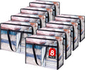 Lifewit 8 Pack Clear Clothes Storage Bags, 40L Plastic Blanket Storage Bag, Vinyl Foldable Moving Bags with Zipper, Closet Organizers and Storage Containers for Bedding, Duvet, Comforter
