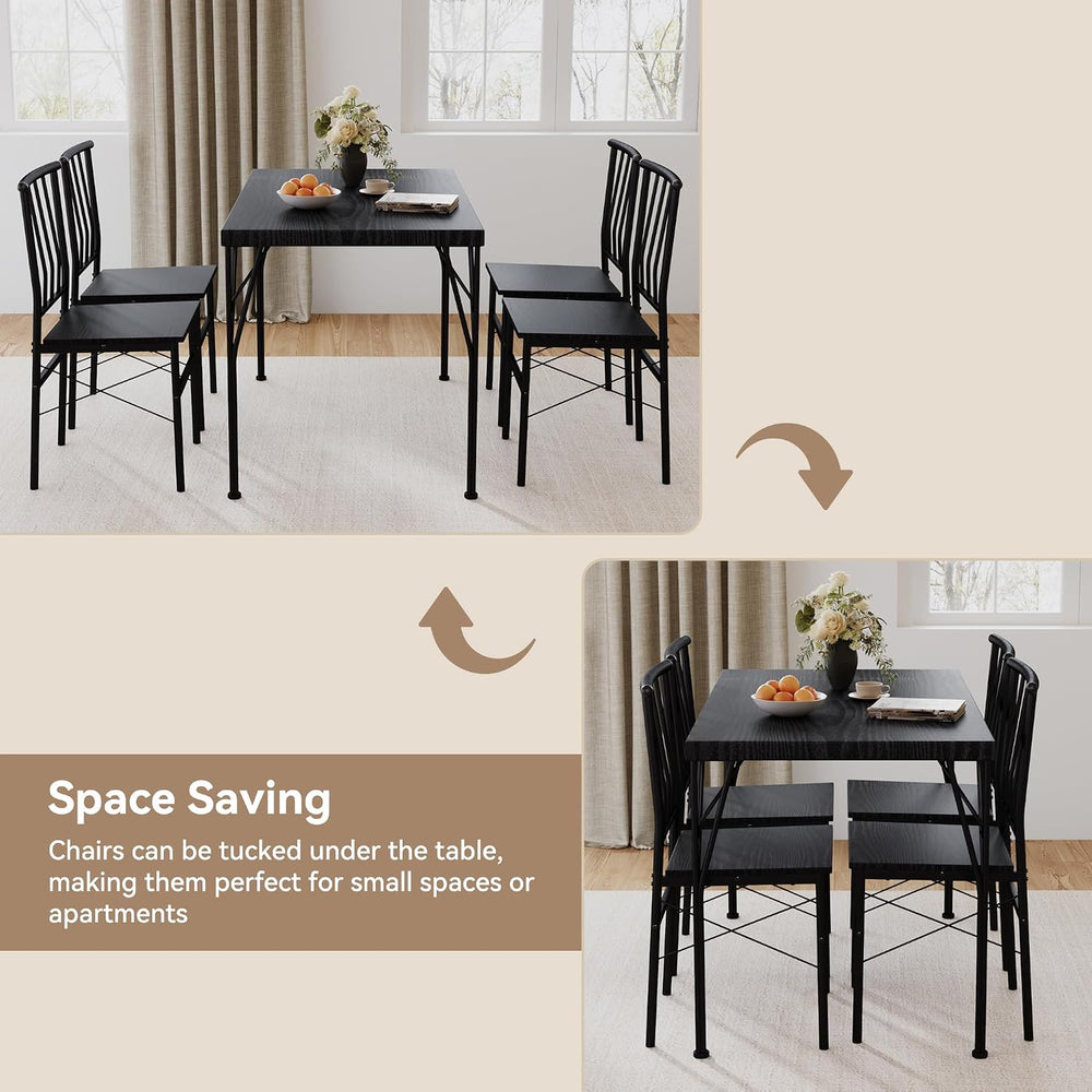 5-Piece Dining Table Set for 4, Kitchen Table Set with 1.6" Thick Tablet...