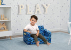 Delta Children Cozee Blue Camo Convertible Foam Chair to Lounger for Kids