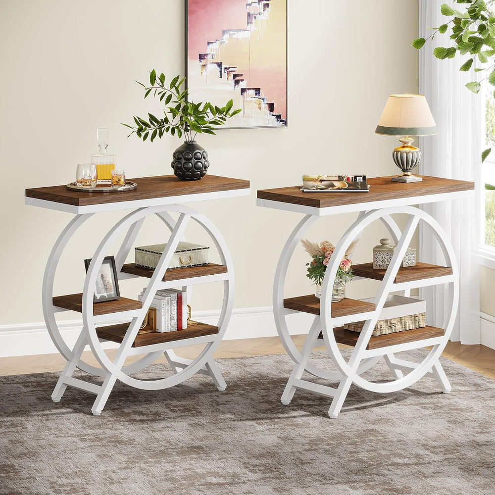 Tribesigns End Table Set of 2, 3-Tier Modern Narrow Side Table with Storage, ...
