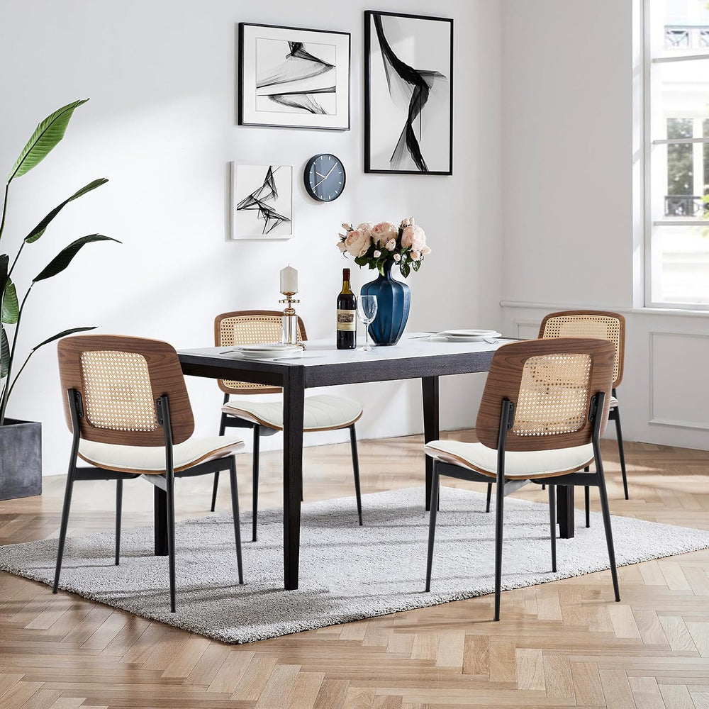 LUNLING Dining Chairs Set of 2 Mid Century Modern Retro Faux Leather Kitchen ...