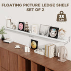 Axeman White Floating Shelves - 55 Inch Picture Ledge Shelf Set of 2 - Floating Wall Shelves with Lip - Picture Shelf for Wall with Ledge - Photo Ledge Shelves
