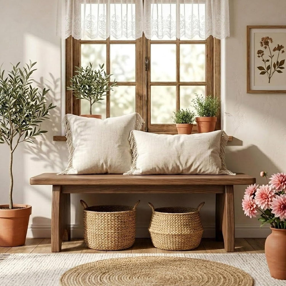 Solid Wood Bench, 24" 31" 35" 39" 47" 59" Rusti...