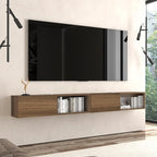 Atelier Mobili Floating TV Stand - Wall Mounted TV Stand for 75 Inch TV - Floating TV Shelf - Modern TV Stands for Living Room - Sleek Entertainment Center Design (Walnut, 2 Doors 2 Shelves)