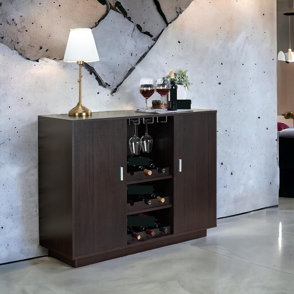 Wine Cabinet with Storage Shelves, Kitchen Wine Sideboard Cupboard Pantry Cab...