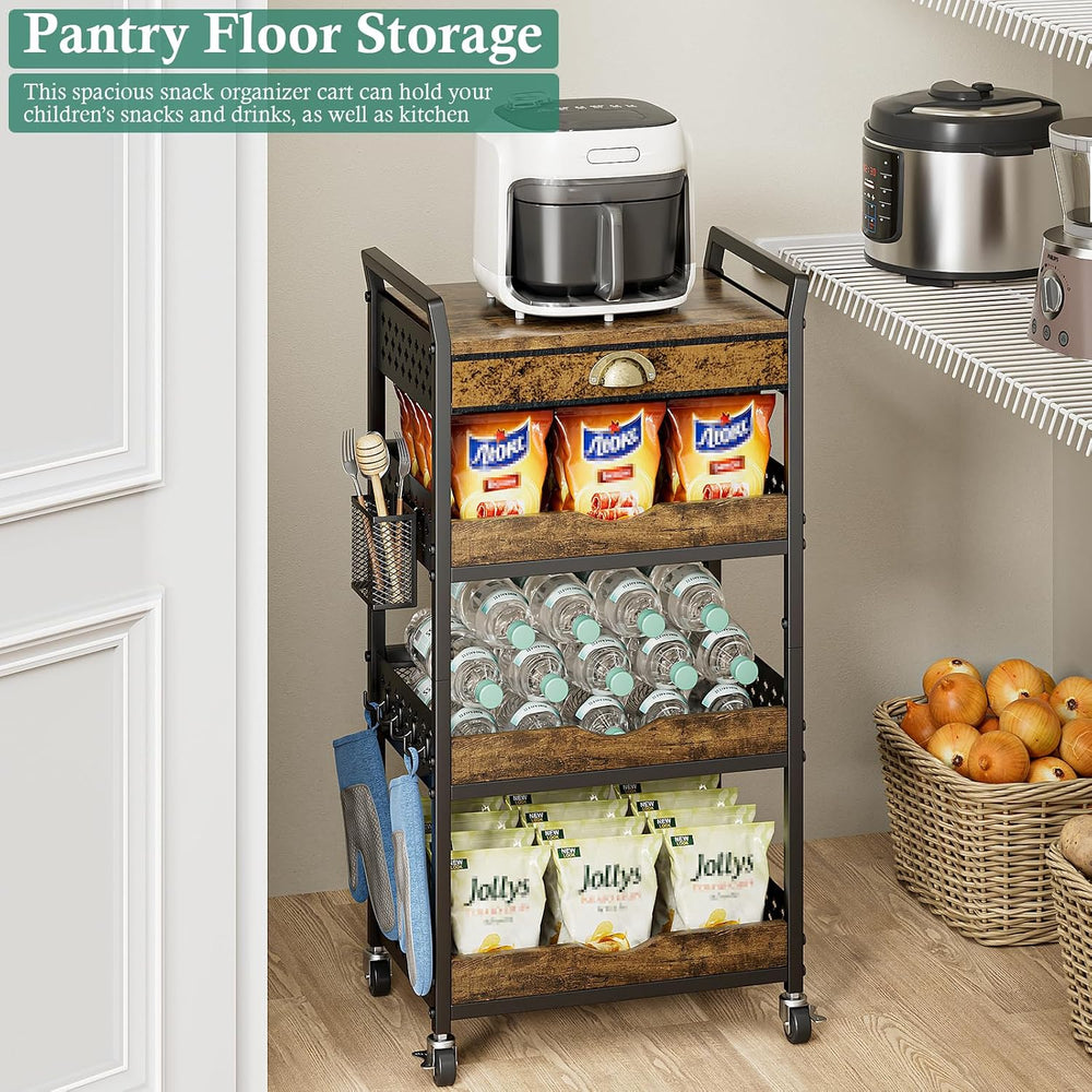 XYZLVSI Rolling Utility Cart, 4 Tier Coffee Cart Station with Drawer | Metal ...