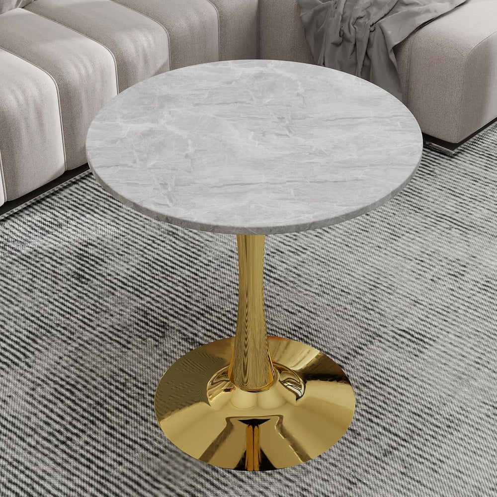 JOSHEN 28" Marble-Effect Bedside Table, Small Sofa Side Tables with Stab...