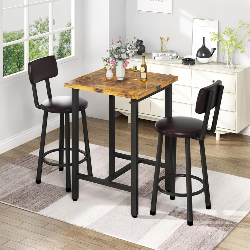 Recaceik 3 Piece Pub Dining Set, Modern bar Table and Stools for 2 Kitchen Co...