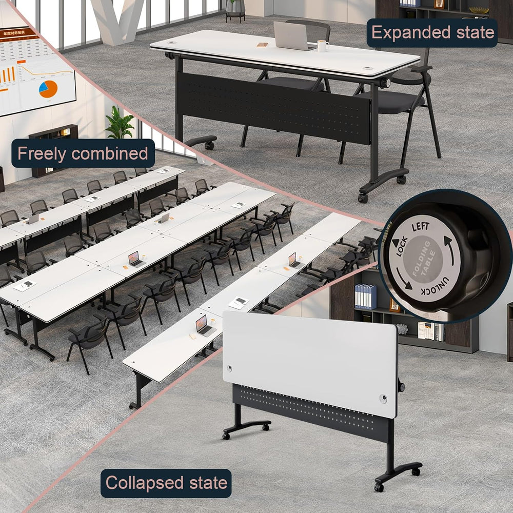 Conference Tables On Wheels,6 Pack Modular Folding Conference Room Table Mobi...