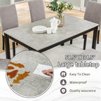 KEIKI 6-Piece Standard Height Dining Table Set with Rectangular Table, 4 Upholstered Curved Backrset Chair, Bench, for 6 Person, Modern Table Set, Easy Assembly, for Kitchen, Dining Room, Black+Gray