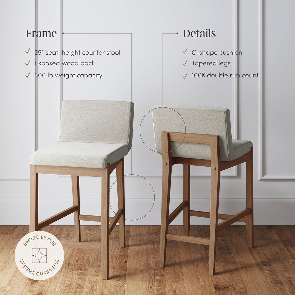 Nathan James Gracie Modern Counter Height Bar Stool with Back, Counter Stool ...
